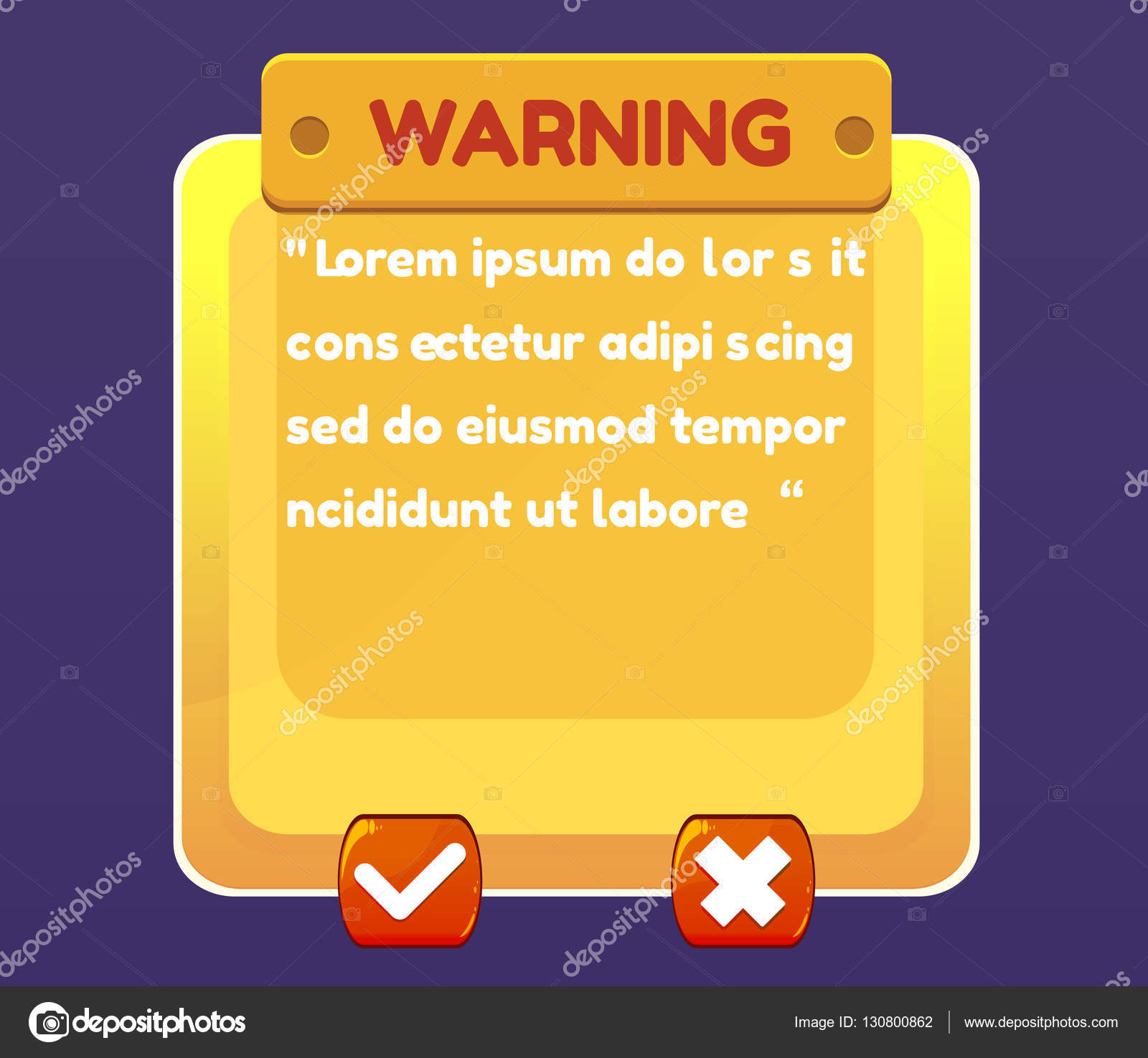 Panel de acuerdo de cartón para Ui Game Ilustración de una divertida  información de dibujos animados, con preguntas de botones, opciones,  aceptación Vector de stock #130800862 de ©vitaliyvill, image size:1024x944