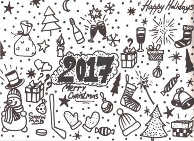 Doodle yılbaşı arka plan
