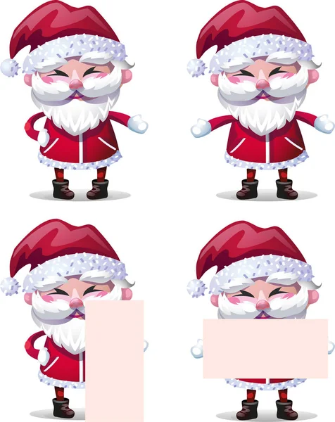 Colección de Navidad de Papá Noel. Personajes lindo piso. Divertido personaje de dibujos animados con diferentes emociones. listo año nuevo . — Vector de stock