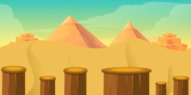 Arcade oyun dünyası. Çizgi film çöl bloklarla, vektör tasarımı