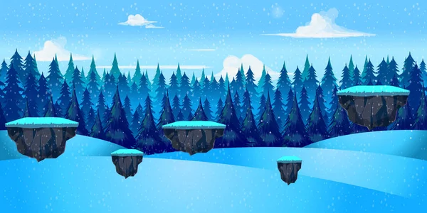 Χειμερινό τοπίο για παιχνίδι, εικονογράφηση διάνυσμα με στρώσεις — Διανυσματικό Αρχείο