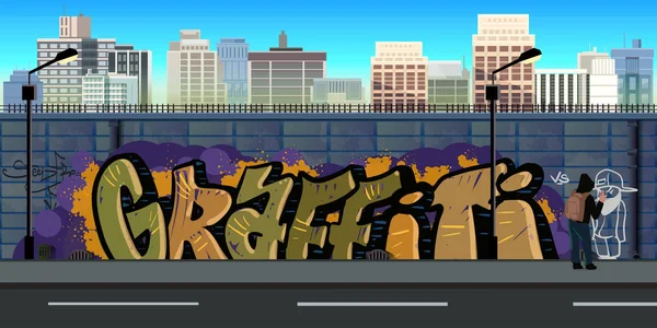 Graffiti Wand Hintergrund, Urban Art — Stockvektor