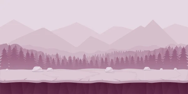 Fantasie-Cartoon-Landschaft, nahtlose Natur Hintergrund für Game-Design, geschichtete Vektor-Illustration Parallaxe-Effekt — Stockvektor