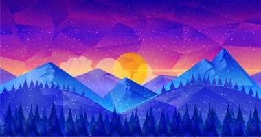 Düşük Poli doğa manzara, bir duvar kağıdı, tasarım şablonu, el ilanı, vb gibi büyük