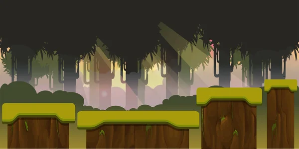 Bosque y colina juego fondo .nature paisaje — Vector de stock