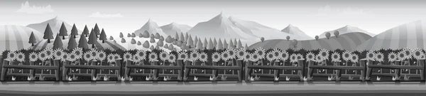 Silhouettes de bannières vectorielles horizontales de la ferme de pâturage — Image vectorielle