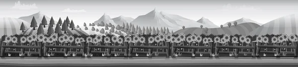 Siluetas horizontales de banner vectorial de la granja de pastoreo — Vector de stock