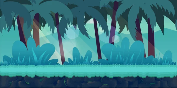 Cartoon Dschungel Landschaft, Vektor unendlichen Hintergrund — Stockvektor