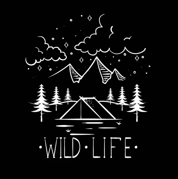 Mountain explorer vintage label vector illustration. Mountain expeditions logo. Wild life. vector illustration for you design — Stock Vector
