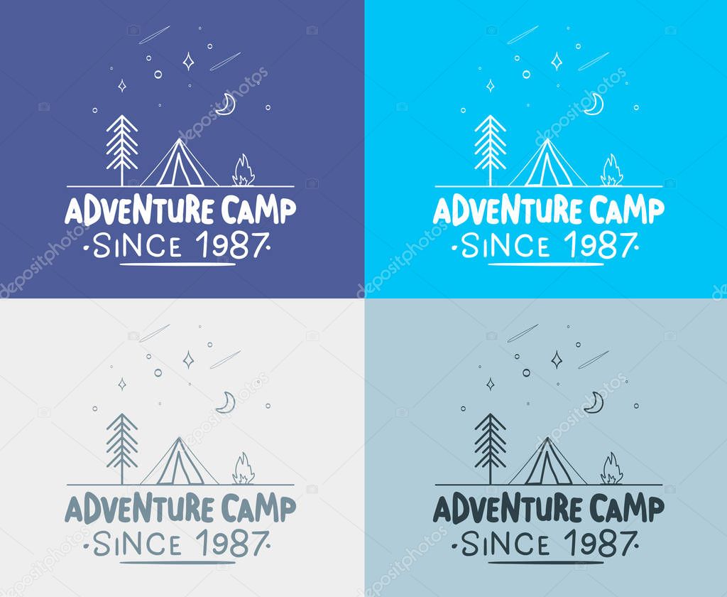 Trendy Camping Label. hand drawn t shirt Print. Typographic Design. vector illustration for you design.