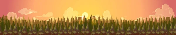 Nåleskov silhuet template.Summer panorama baggrund landskab banner, vektor illustration til dit design – Stock-vektor
