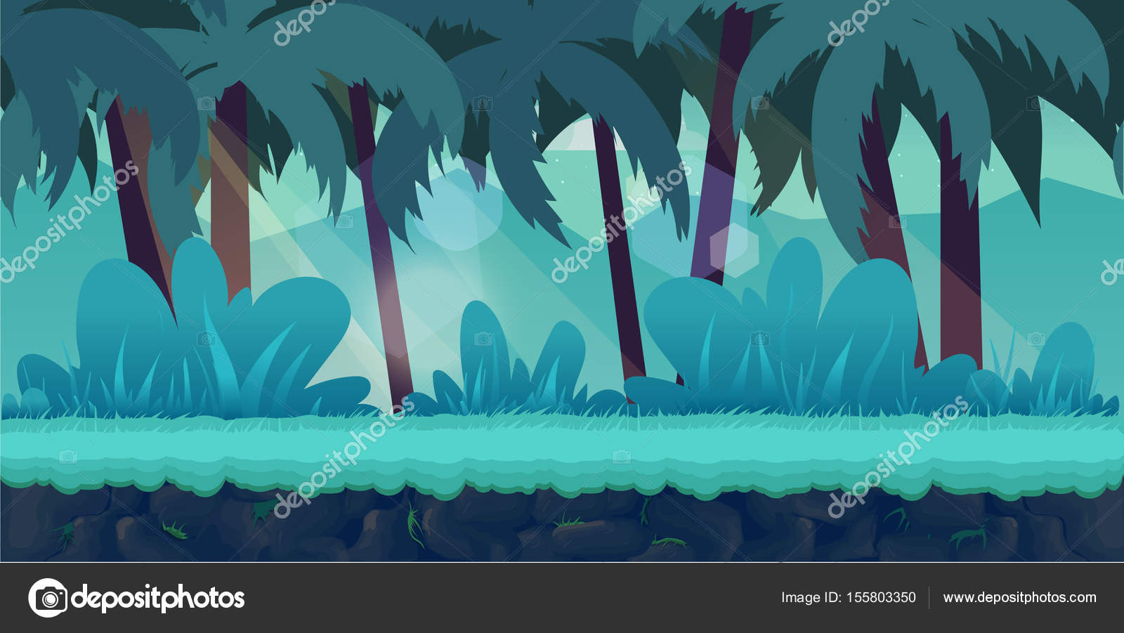 Cartoon jungle landscape, unending background Stock Photo by ©vitaliyvill  155803350