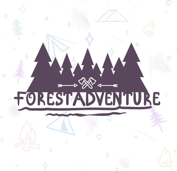 Hand drawn Modern brush lettering of Adventure forest background.
