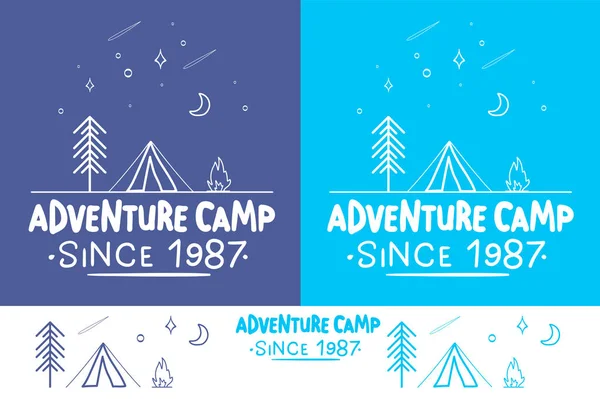Acampamento de aventura.Etiqueta Camping na moda. mão desenhado t-shirt impressão. Desenho tipográfico . — Fotografia de Stock