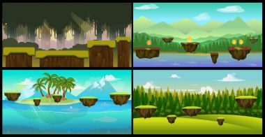 Tasarımınız için oyun, vektör çizim vektör yatay çizgi film kesintisiz arka plan ayarlamak.