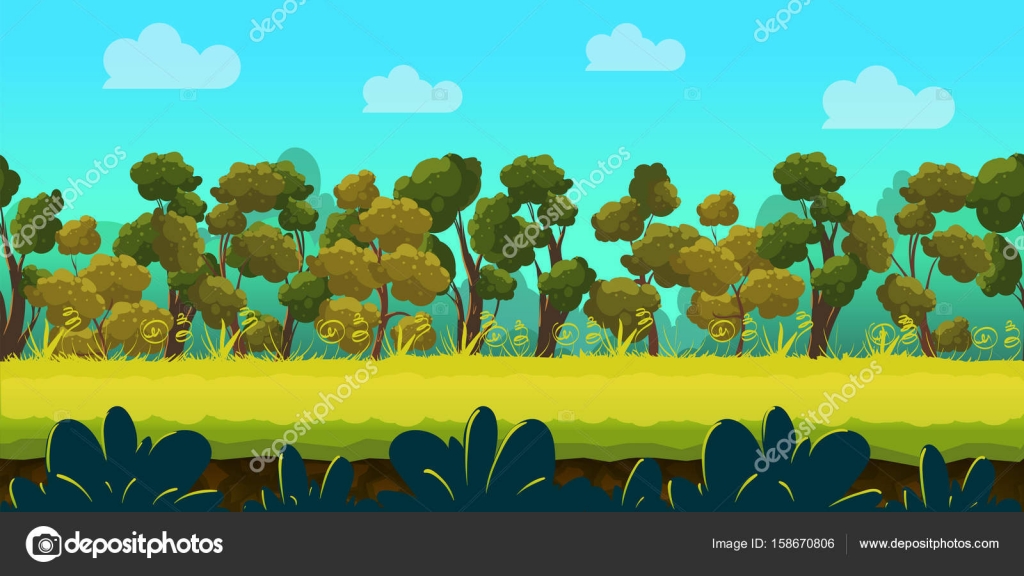 森と緑の前景、ベクトル ゲームの背景 — ストックベクター © vitaliyvill