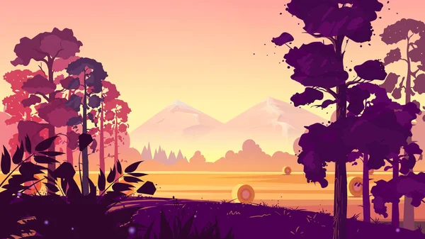 Rural landscape. illustration .natural landscape graphics for your design. size.1920x1080