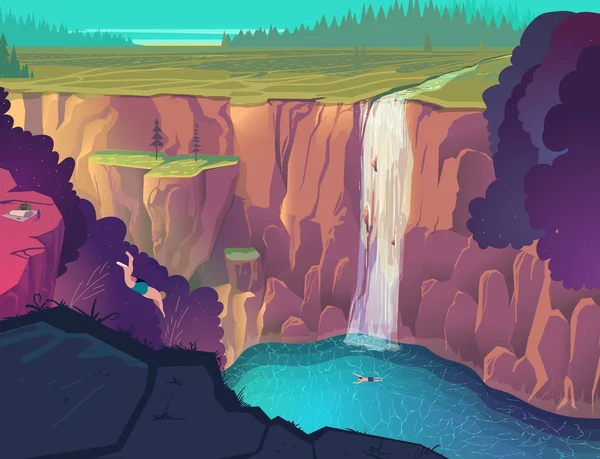 Kırsal manzara. Vektör çizim için web tasarım geliştirme, doğal peyzaj grafik tasarım için