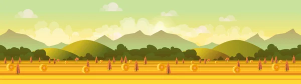 Панорама фермы. Векторная иллюстрация для вашего дизайна — стоковый вектор