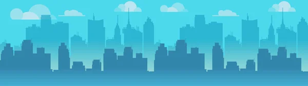 Ciudad skyline vector ilustración. Silueta de ciudad azul. skyline de la ciudad durante el día. Ilustración vectorial para su aplicación . — Vector de stock