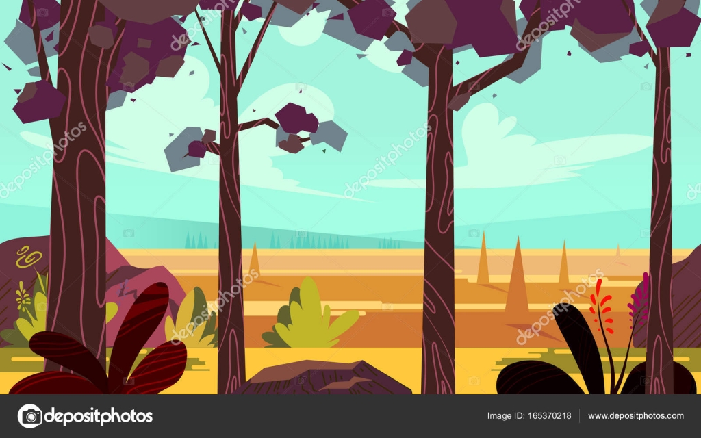 Cartoon Autumn Forest Background Seamless Parallax For Arcade Video Game Vector Illustration Size 19x1080 Vector Image By C Vitaliyvill Vector Stock