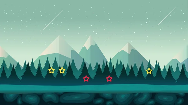 Cartoon Night Game Hintergrund, nahtloser Hintergrund für Spiele mobile Anwendungen und Computer. Vektor-Illustration für Ihr Design. — Stockvektor