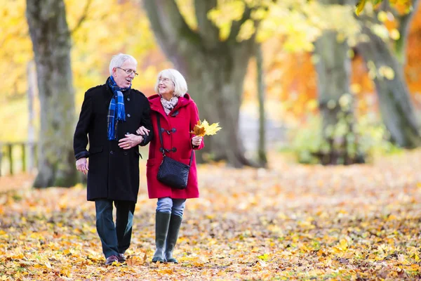 Senior paar genieten van herfst wandeling Stockfoto