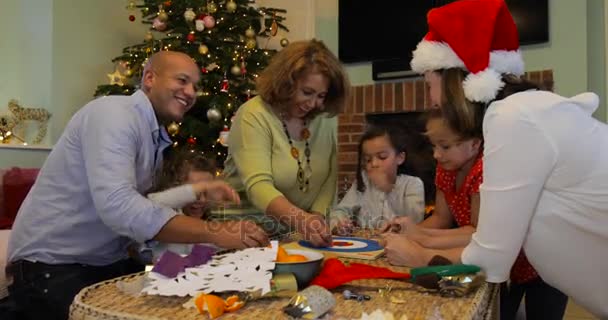 Playing Board Games At Christmas — Stock Video