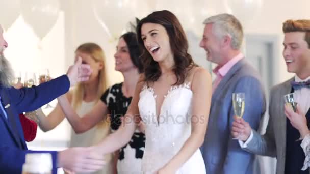 Beautiful Bride Socialising Her Father Her Wedding Day Greet Looks — Stock Video