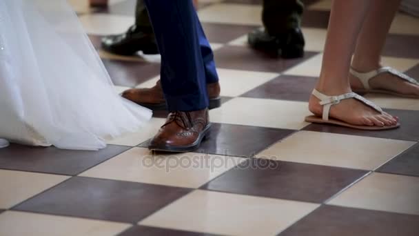 Clsoe Shot Bride Legs She Dances Her New Husband Wedding — Stock Video