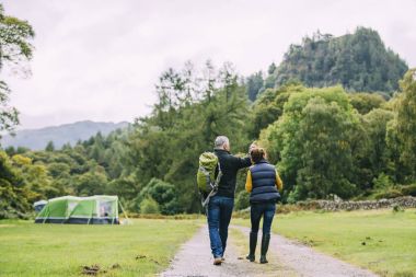 Senior Couple Hiking Together clipart