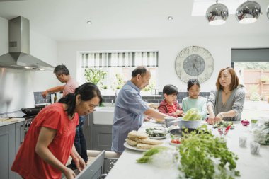 Stir Fry birlikte hazırlanması aile