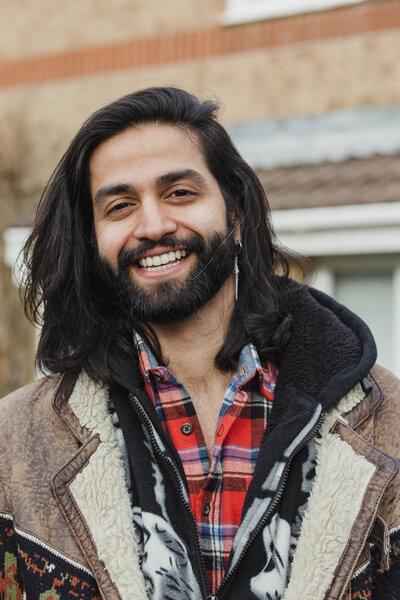 Portrait of mid adult man outdoors.