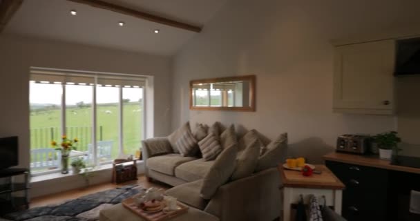 Shot Domestic Living Room Interior Northeastern England — Stock Video