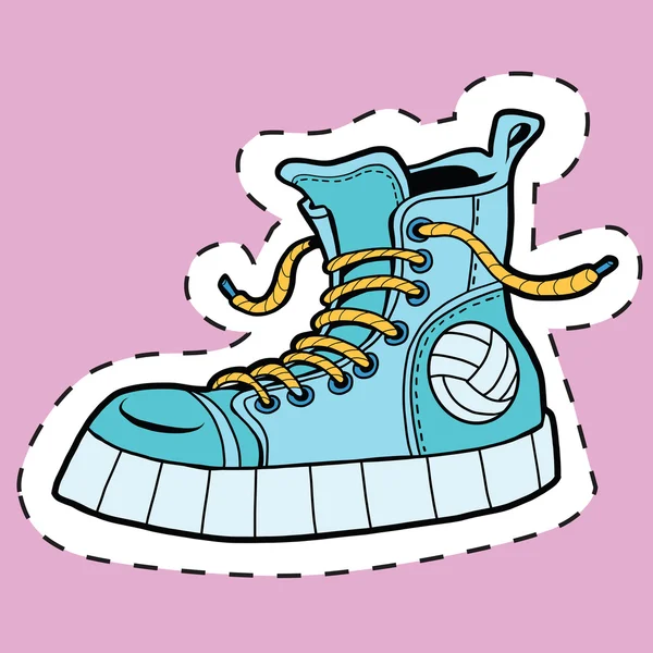 Etiqueta engomada deportes zapatos de goma — Vector de stock