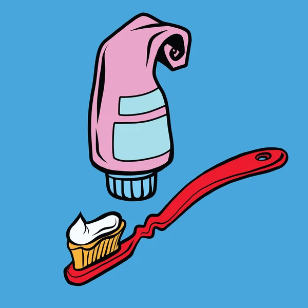 Set van tandpasta en tandenborstel — Stockvector