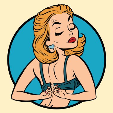 Pin-up kızı bir sutyen takıyor