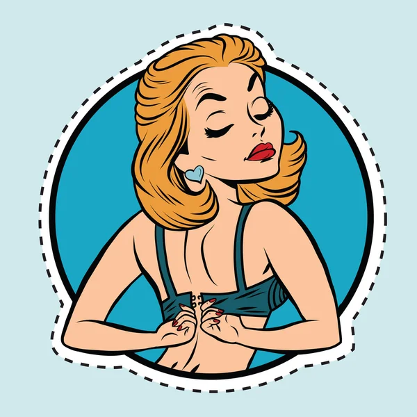 Pin-up fille porte un soutien-gorge — Image vectorielle