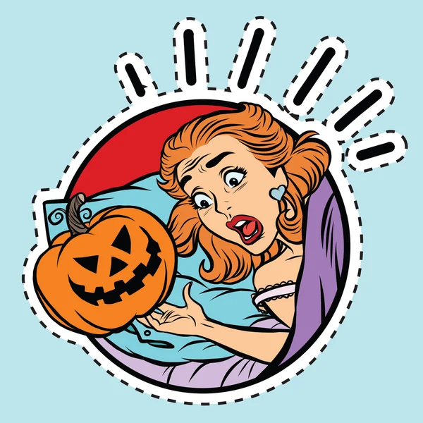 Chica asustada de Halloween calabaza malvada — Archivo Imágenes Vectoriales