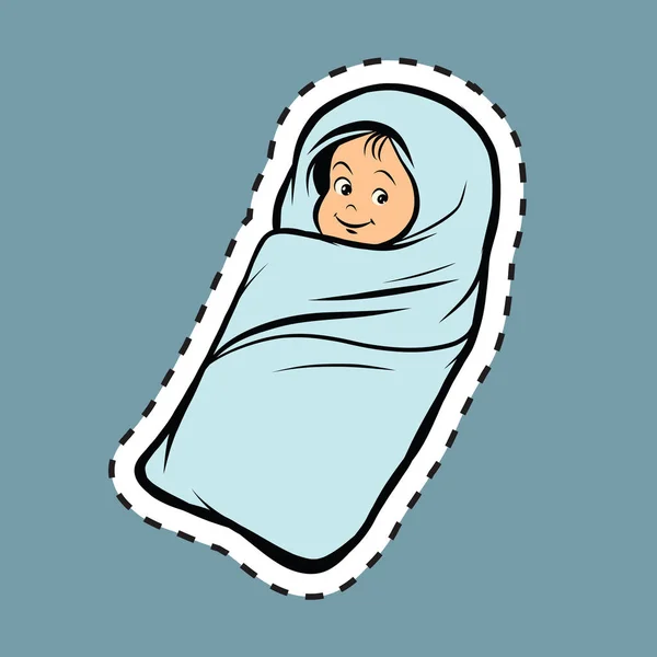 Pasgeboren baby popart label sticker — Stockvector