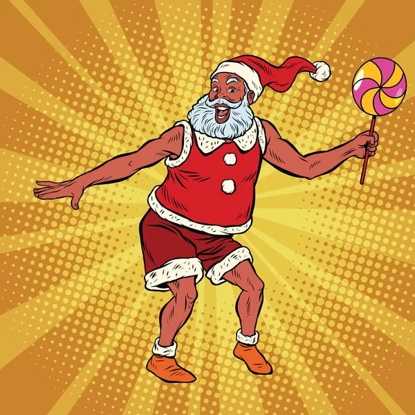 Père Noël du Sud dansant avec sucette — Image vectorielle
