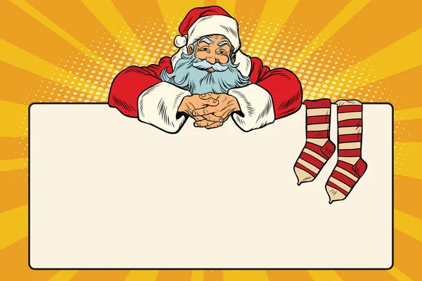 Santa Claus charakter świąteczne skarpetki na prezenty — Wektor stockowy
