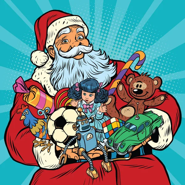 Санта-Клауса з подарунками, Рік Півня — стоковий вектор