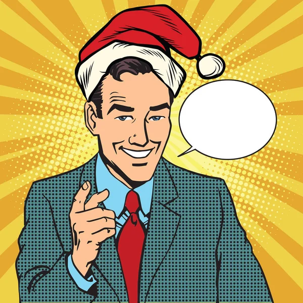 Hombre de negocios de Navidad señalando dedo — Archivo Imágenes Vectoriales