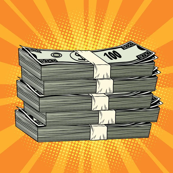 Stack of money dollar pop art rétro — Image vectorielle