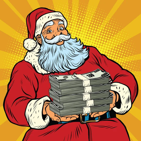 Santa claus met geld — Stockvector