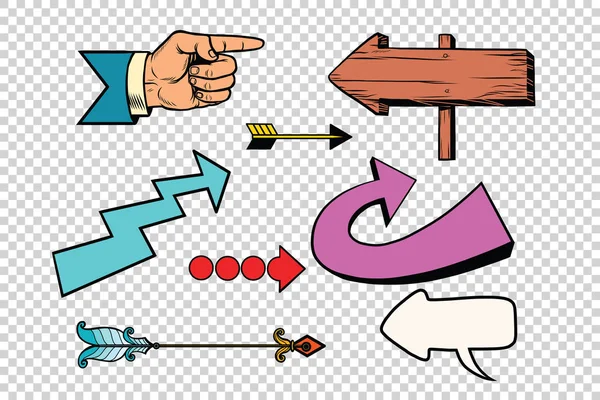 Retro set van pijlen op een transparante achtergrond — Stockvector