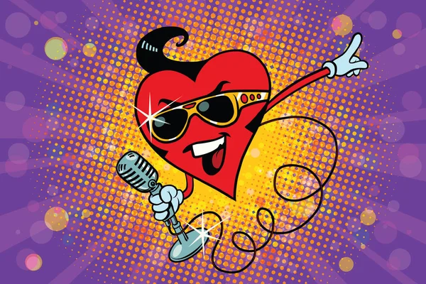Valentine srdce zpěvák Elvis stylu — Stockový vektor