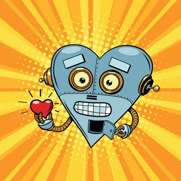 Ретро-робот сердце Валентина любовь и романтика — стоковый вектор