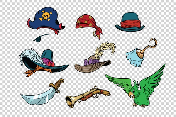 海盗套刀和帽子 — 图库矢量图片
